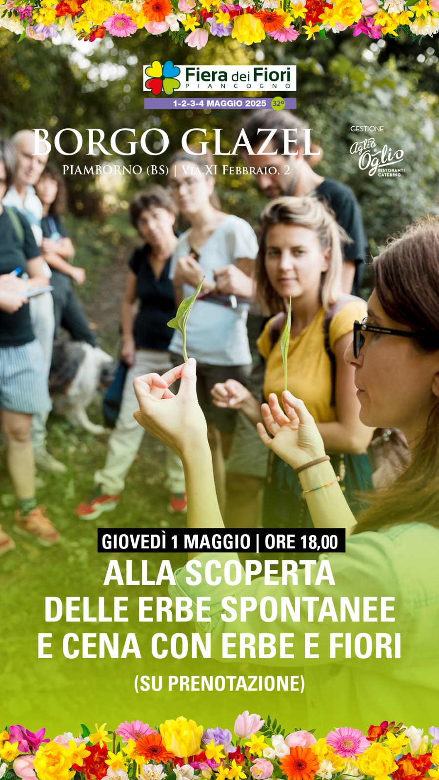 cena erbe spontanee Aglio e Oglio a Borgo Glazel
